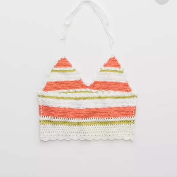 NWT Aerie Crochet Halter Crop Top - Picture 4 of 6